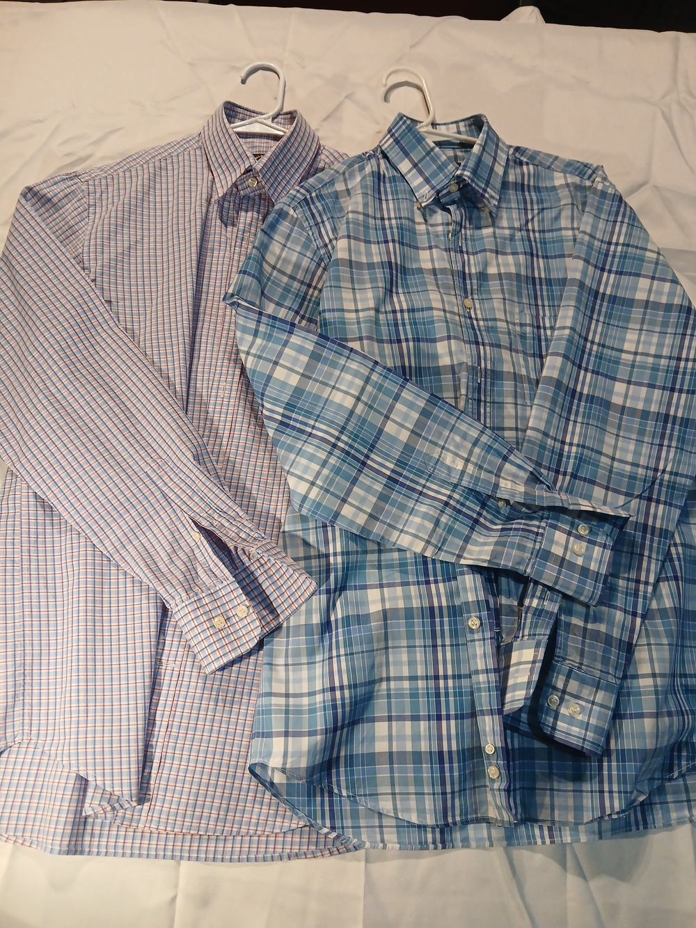 Paul & Shark 15.5 Men's Blue and Light Blue Plaid Button-Down Shirts (Pair)